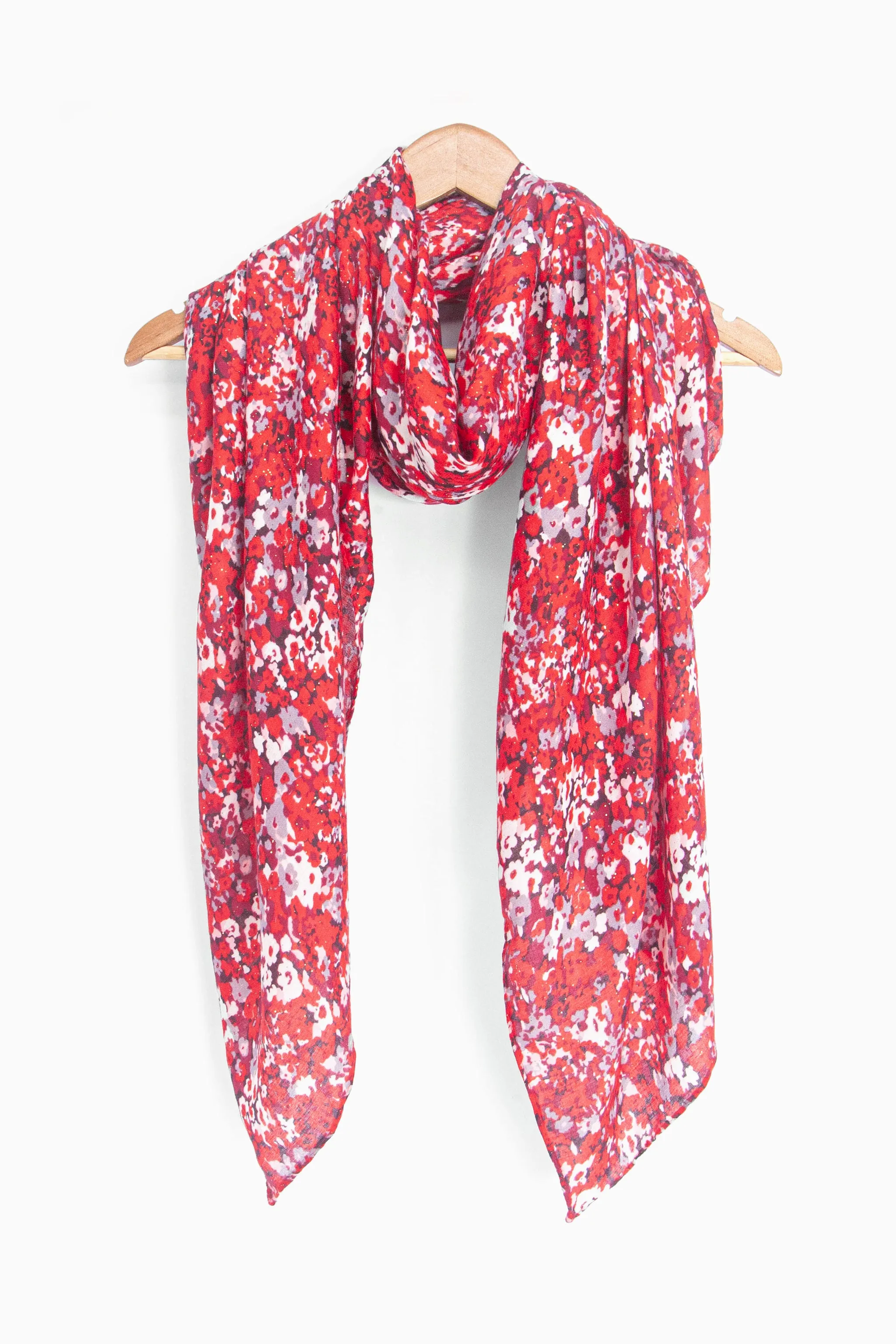 Meera Lightweight Scarf - Red, Floral