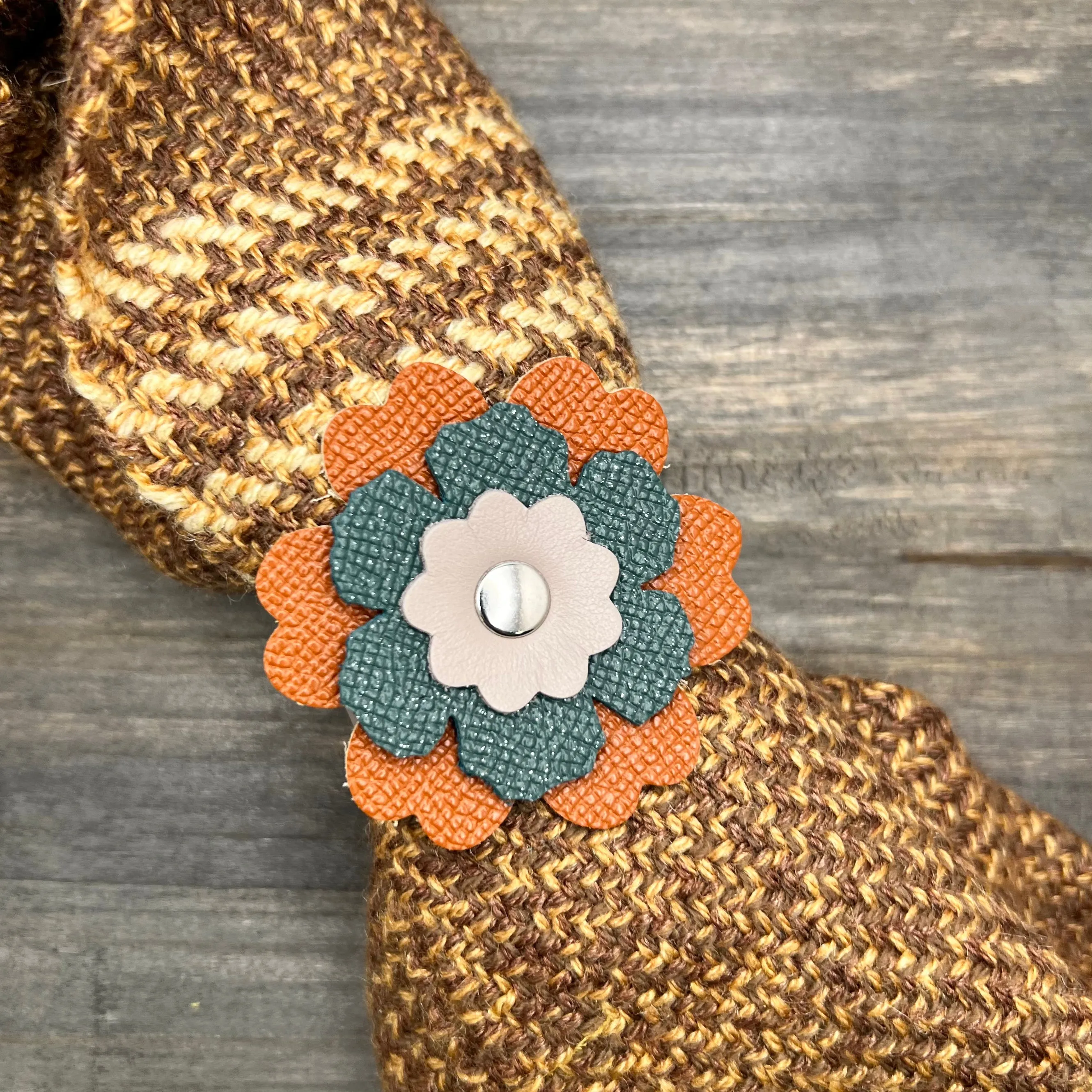 Scarf Cuff - Leather Flowers For Shawls, Scarves or Handbags