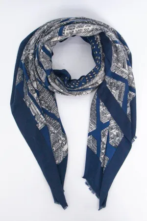 Shelby Lightweight Scarf - Navy Blue, Architecture