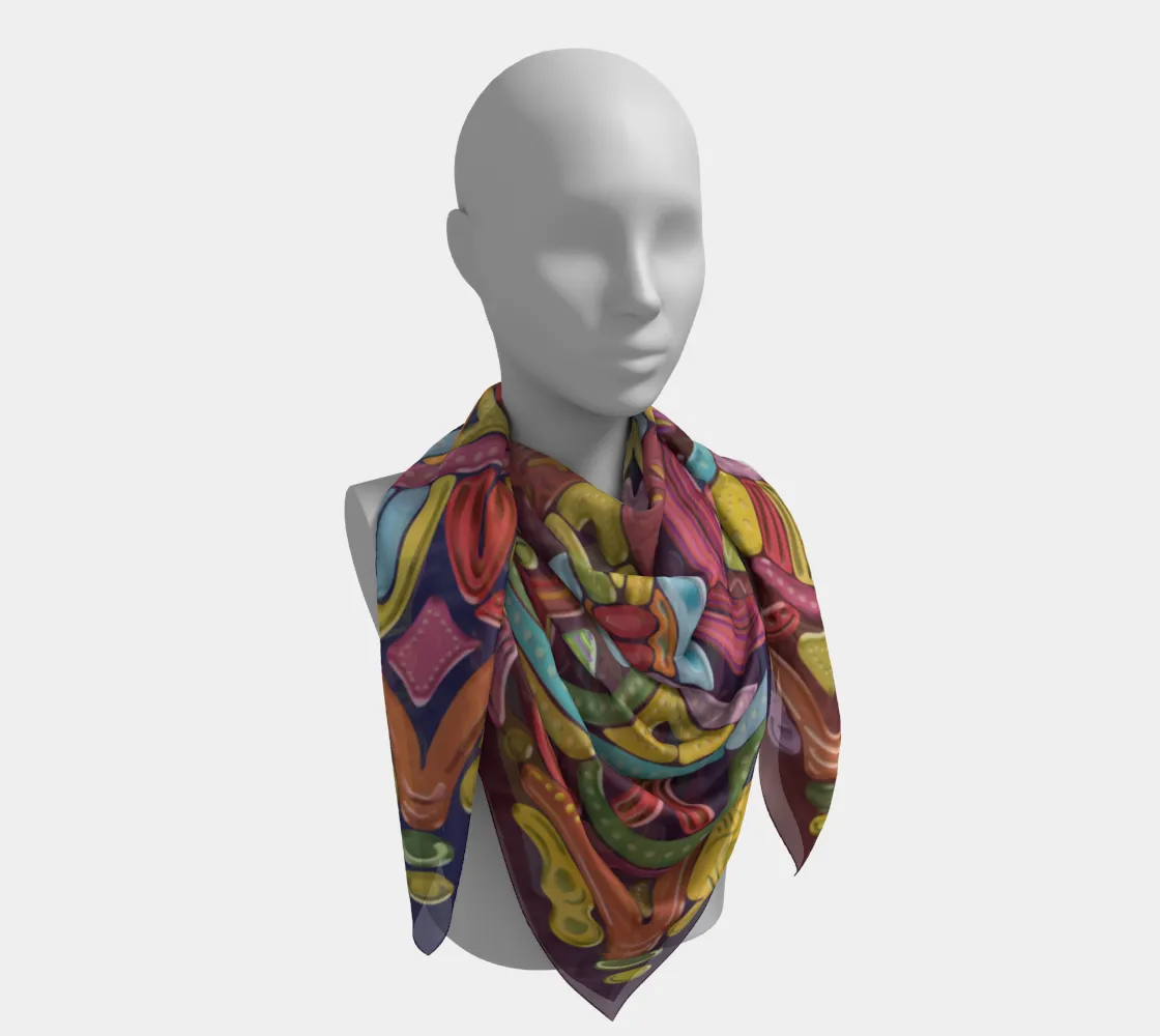 Viking Multicolored Borre 1 Silk-like Poly Scarf (4 sizes-3 fabrics)